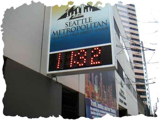 Seattle Municipal Credit Union Sign Clock