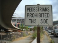 Pedestrians Prohibited sign